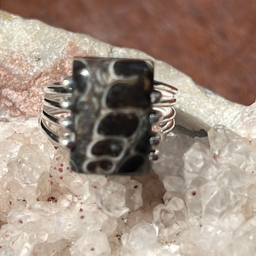 TURTELLA JASPER 925 STERLING SILVER RING, SIZE 6.5